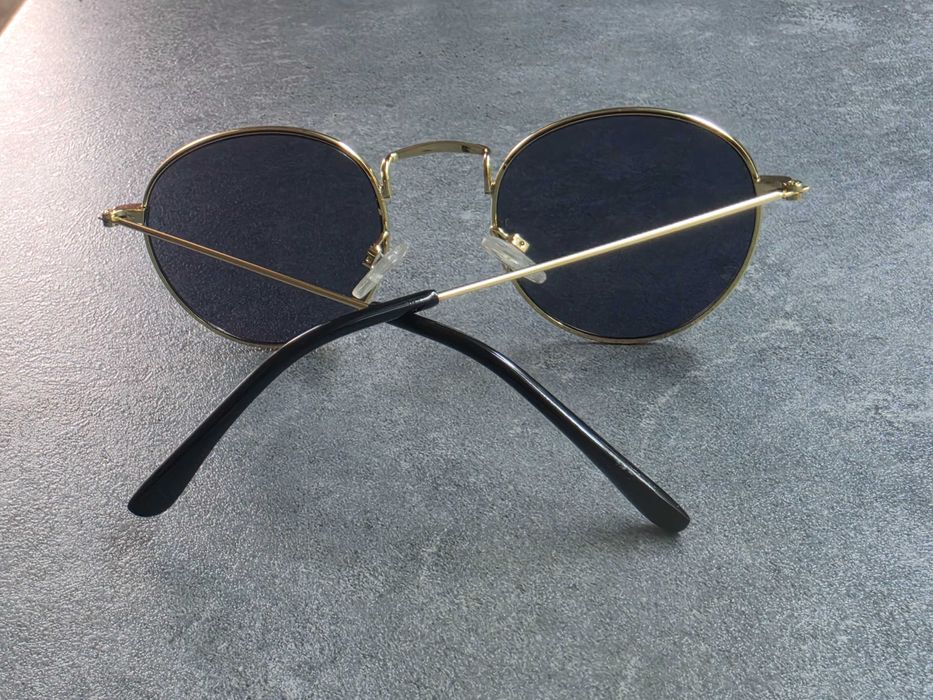 Ochelari de soare rotunzi cu ramă aurie, stil Retro / Unisex