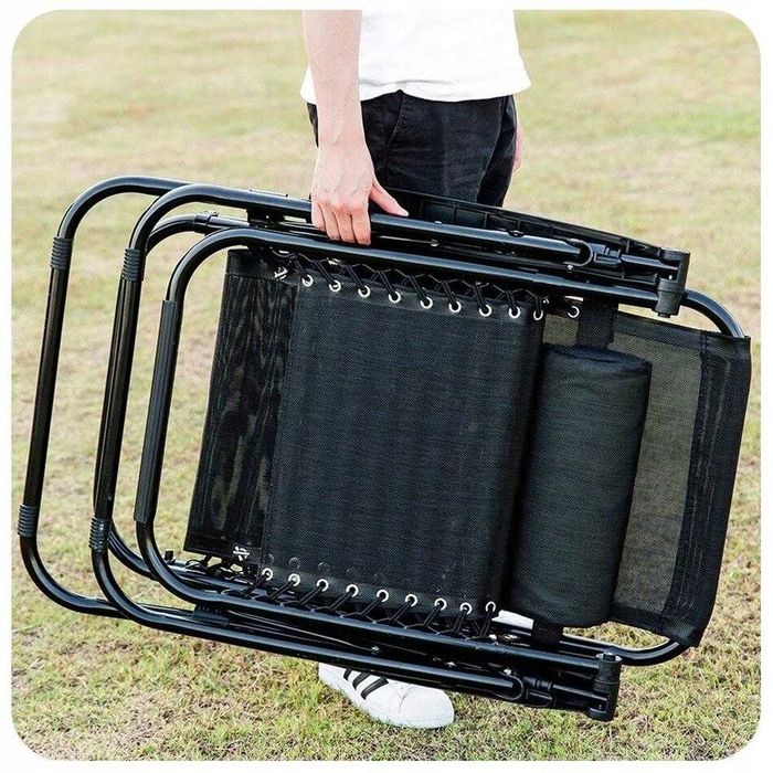 Sezlong Scaun de relaxare cu suport pentru pahare negru