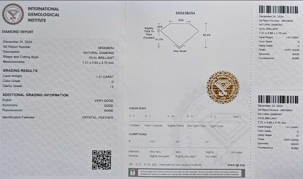 Diamant oval, 1.01ct