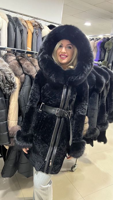 Дамско яке палто от естествен косъм