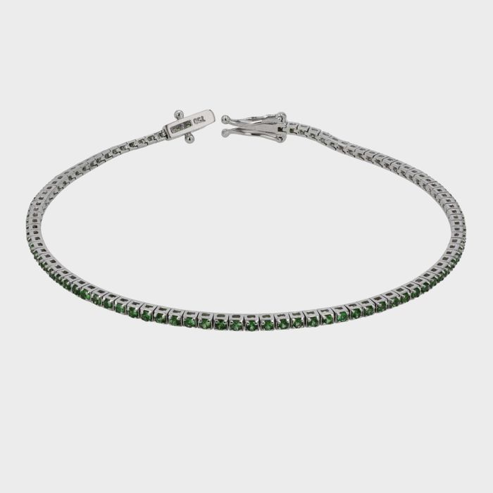 Bratara de aur alb cu granate verzi cod 1753