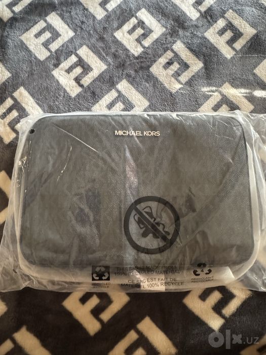 Оригинальная сумка кросс-боди Michael Kors Jet Set Large black silver