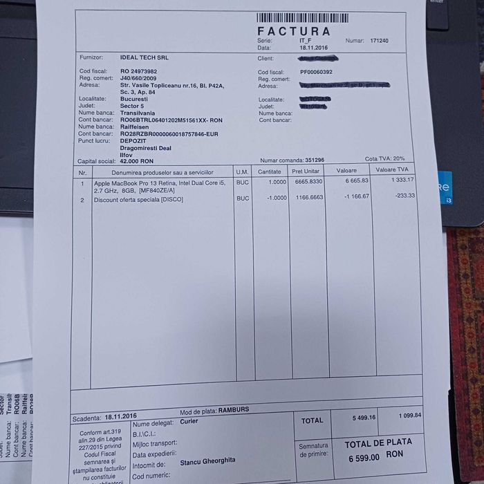 Laptop Apple MacBook PRO RETINA 13-inch