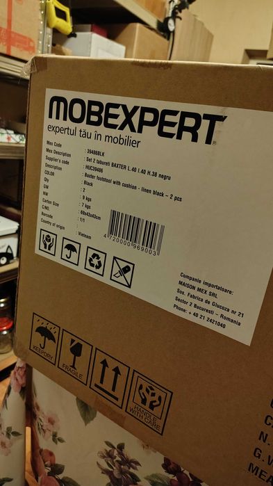 Set 2 tabureti Mobexpert Baxter de gradina/terasa sigilat, Charcoal