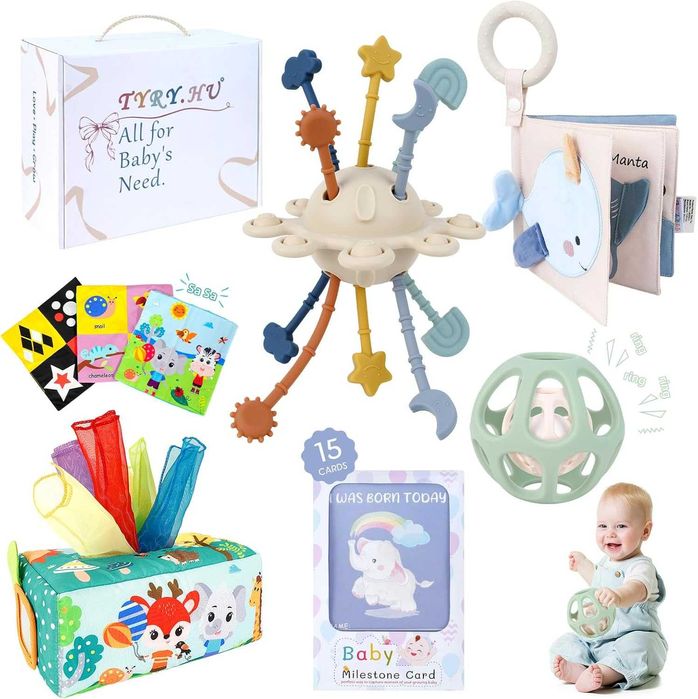TYRY.HU Сензорни играчки за бебета, картички за важни етапи, 5 в 1