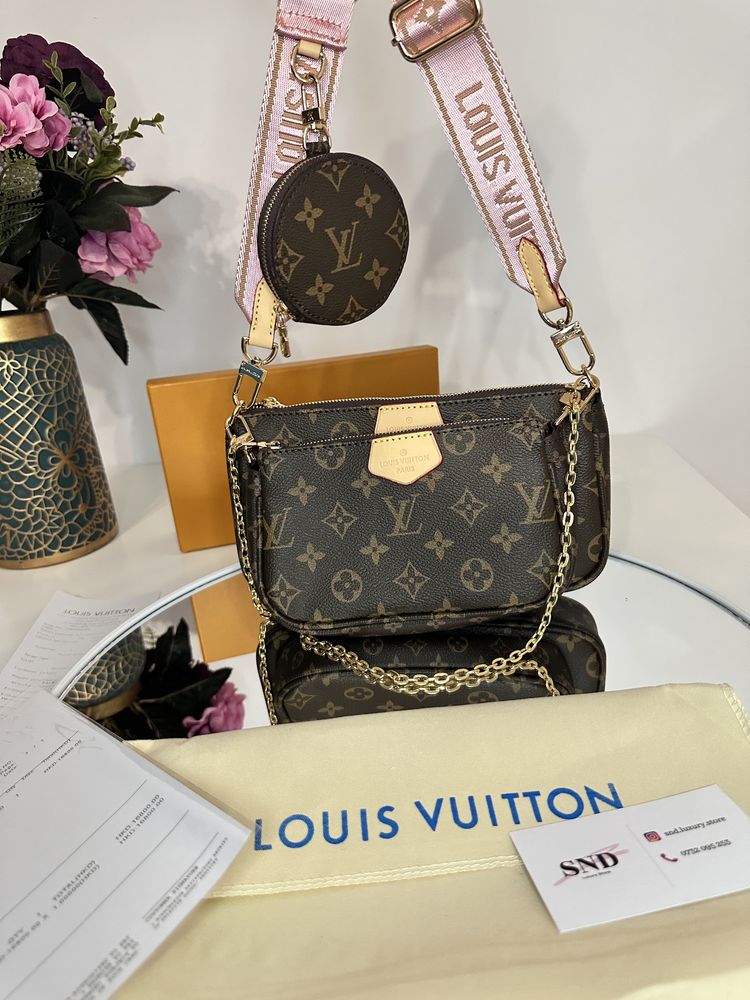 Geanta Louis Vuitton multi pochette 3 piese+cutie piele canvas 100