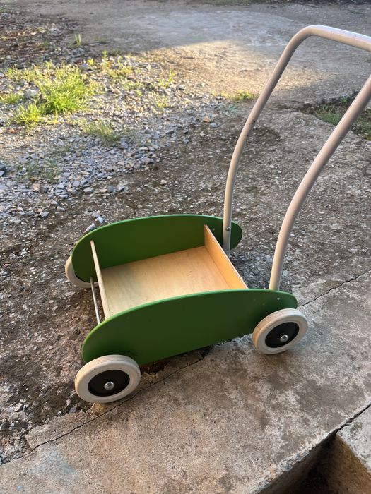 Дървена детска количка за играчки + подарък