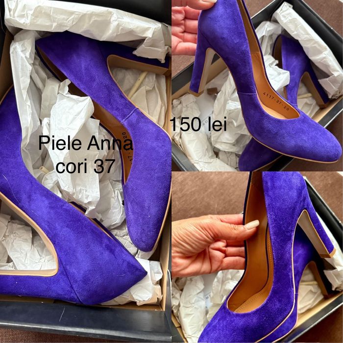 Pantofi Anna cori piele noi fucsia