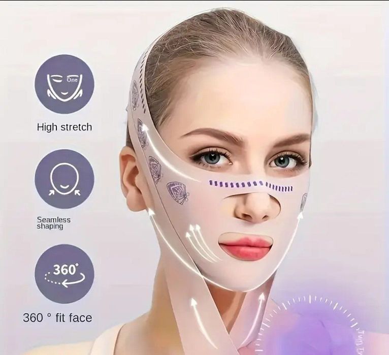 Маска бандаж-повязка для поддержания V формы лица.