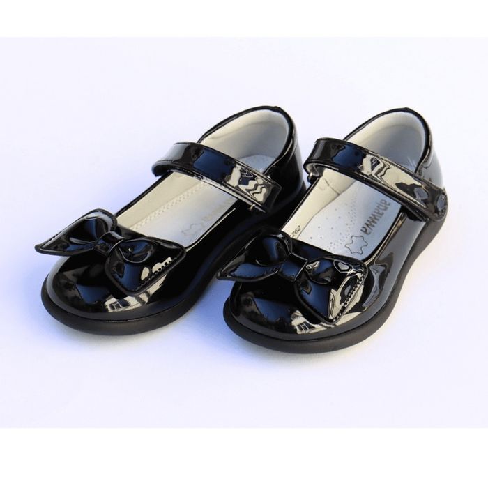 Детски черни официални лечение обувки Apawwa