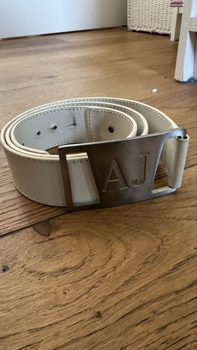 Curea Armani Jeans, alba din piele.