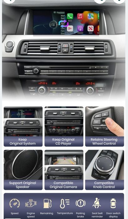 Kit wireless Carplay/Android Auto pt BMW 3,5,7,X1,X3,X4,X5,X6, MINI CIC (2009-2014)