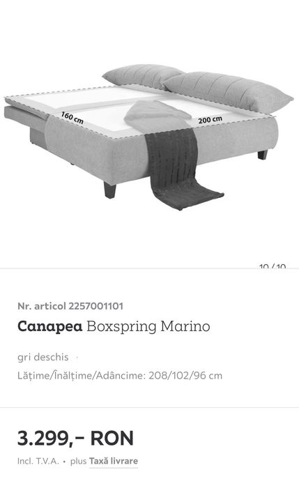 Pat Box Spring Cu 4 perini