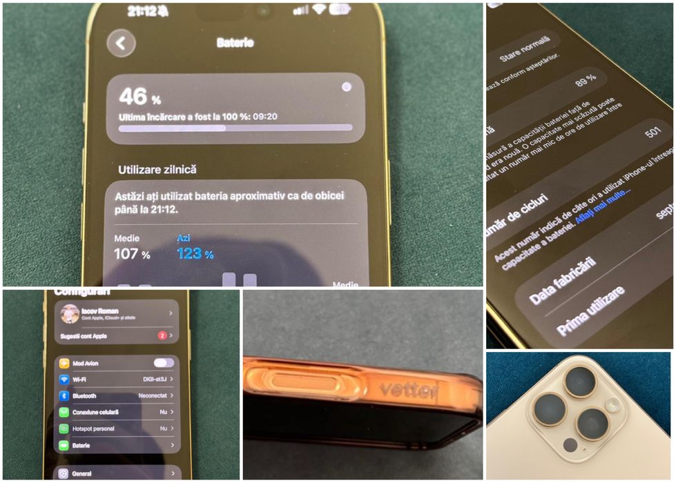 De Vanzare Iphone 16 Pro Max GOLD 256GB 89%San Bat