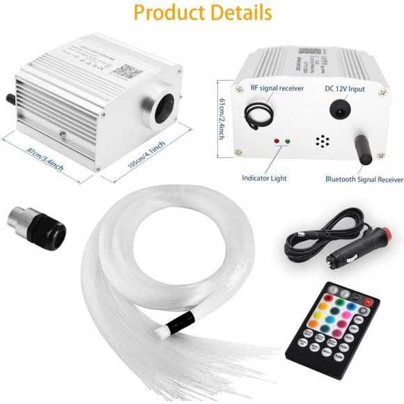 Kit Fibra Optica Plafon Instelat TWINKLE RGBW 550 Fire 3M 0.75mm