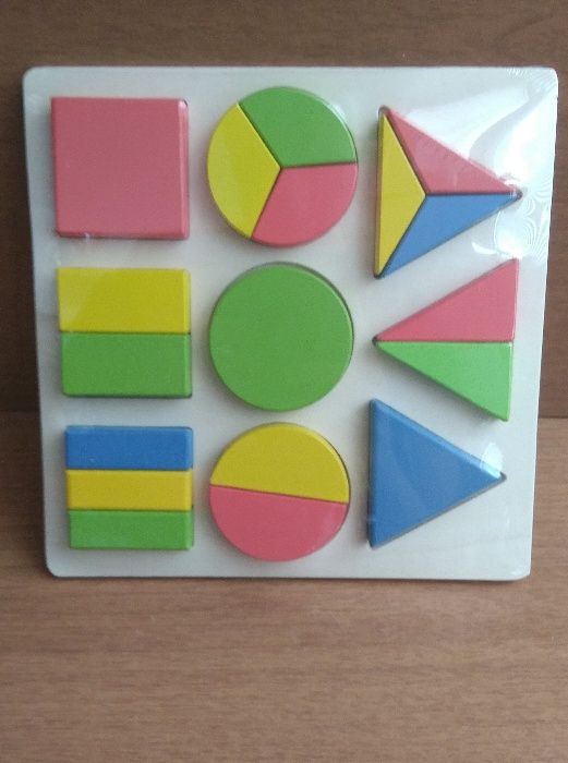 Дървени Геометрични Логически Фигури Монтесори 3 модела с 51бр. части