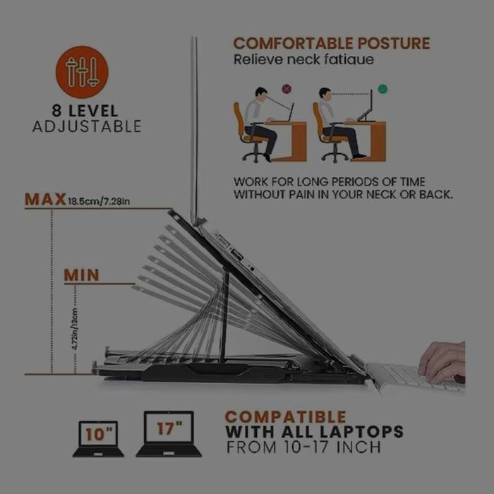 Стойка за лаптоп, въртяща се, 360 градуса, регулируема - 8 степени
