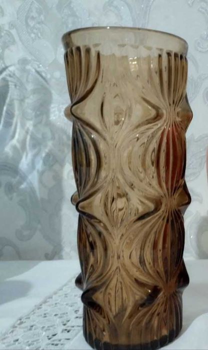 Ваза винтаж СССР, рельефное стекло