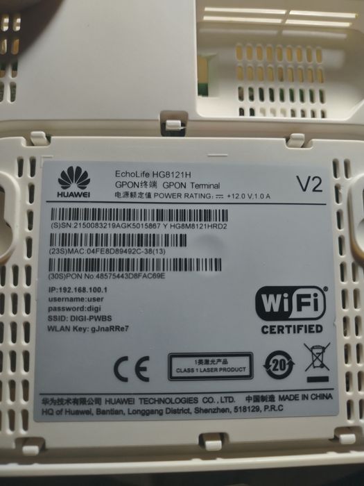 Router Huawei Echolife hg8245h 8121