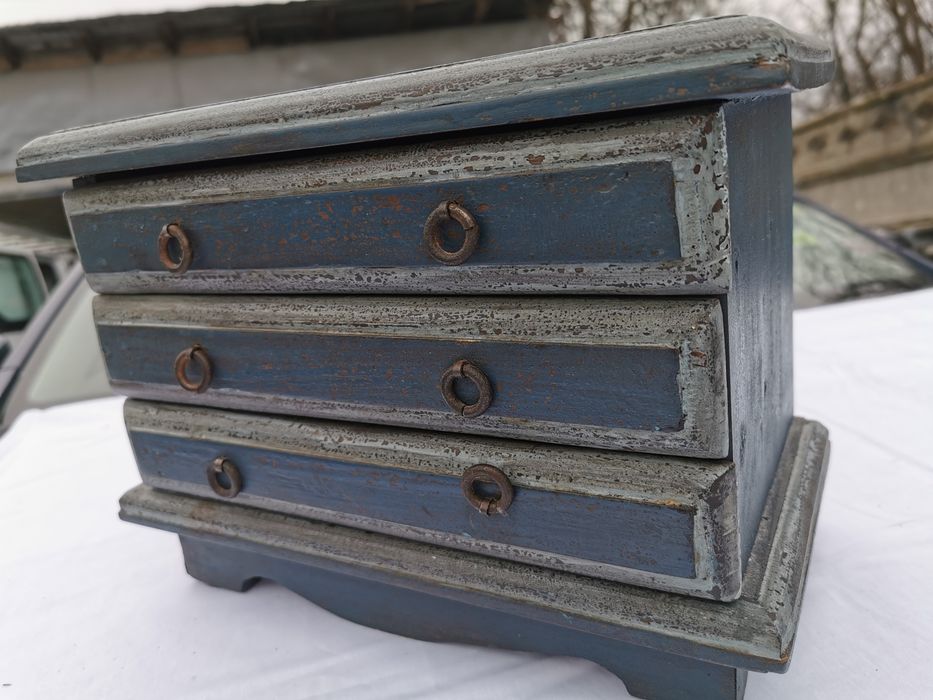 Mini comodă bijuterii Shabby chic din Lemn masiv