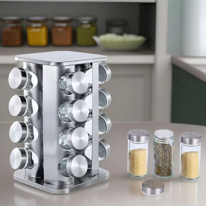 Въртящ се органайзер за подправки Cheffinger -С 16 бурканчета от неръ
