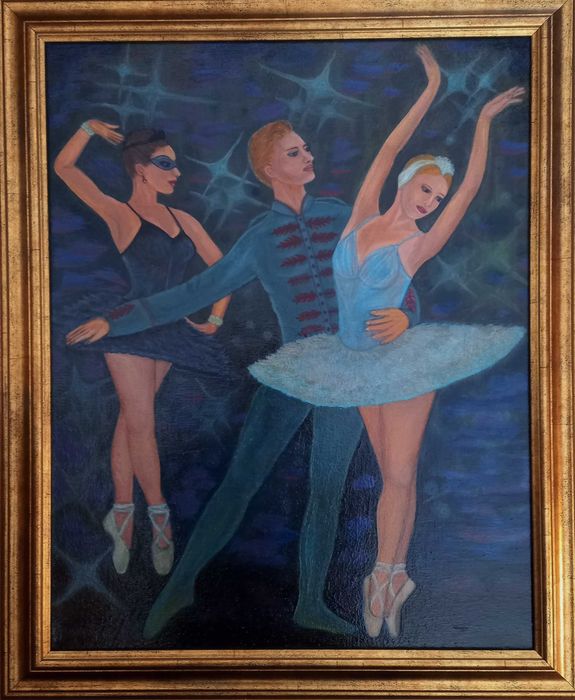 BALERINI tablou pictat in ulei pe panza  ,30x40 cm