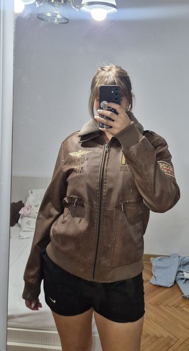 Geaca de piele stil aviator