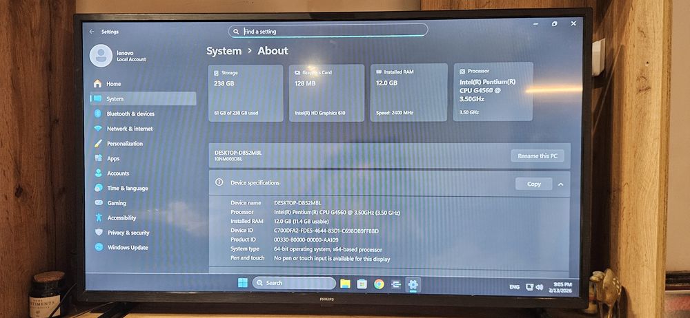 Lenovo v520s/12gb/256gb ssd/ intel core gold g 4560  3.5ghz 4  ядрен