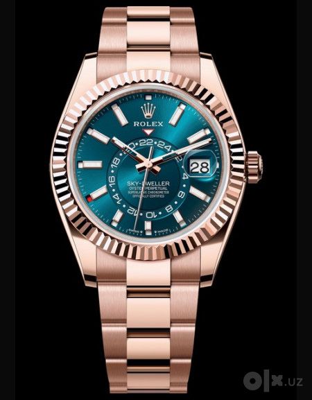 часы Rolex Sky-Dweller everose gold/blue-green dial