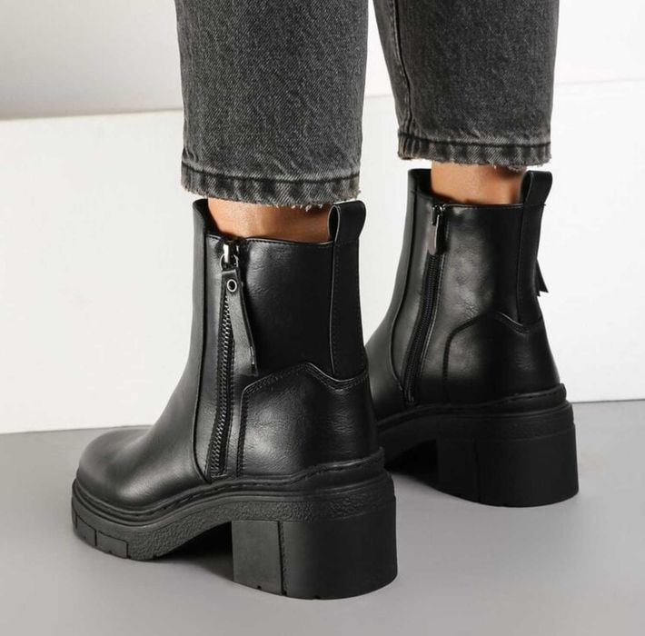 Botine Negre Dama, masura 38 (standard), toc 4cm