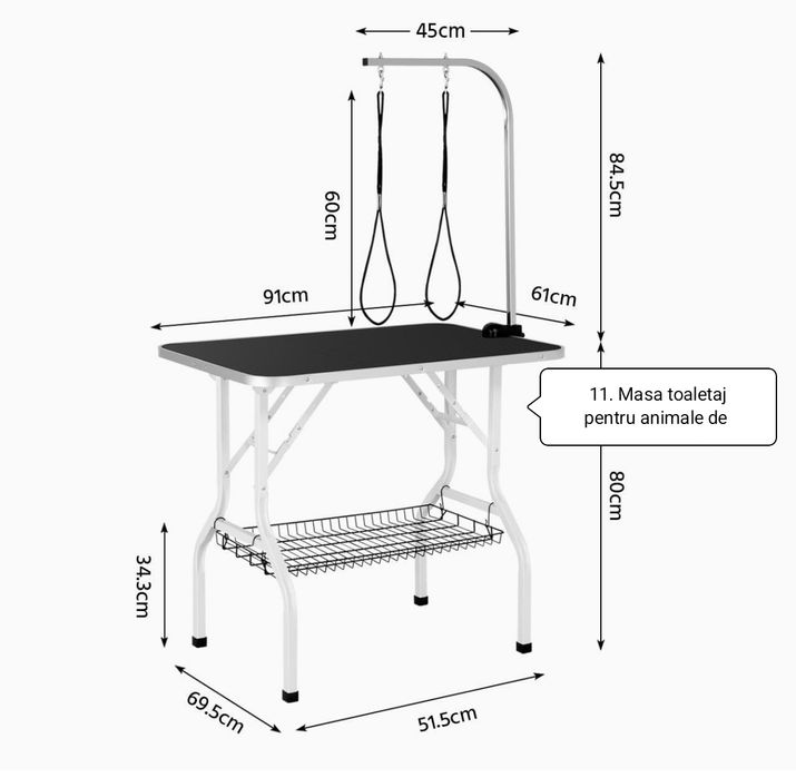 Masa pentru îngrijirea animalelor de companie, pliabila