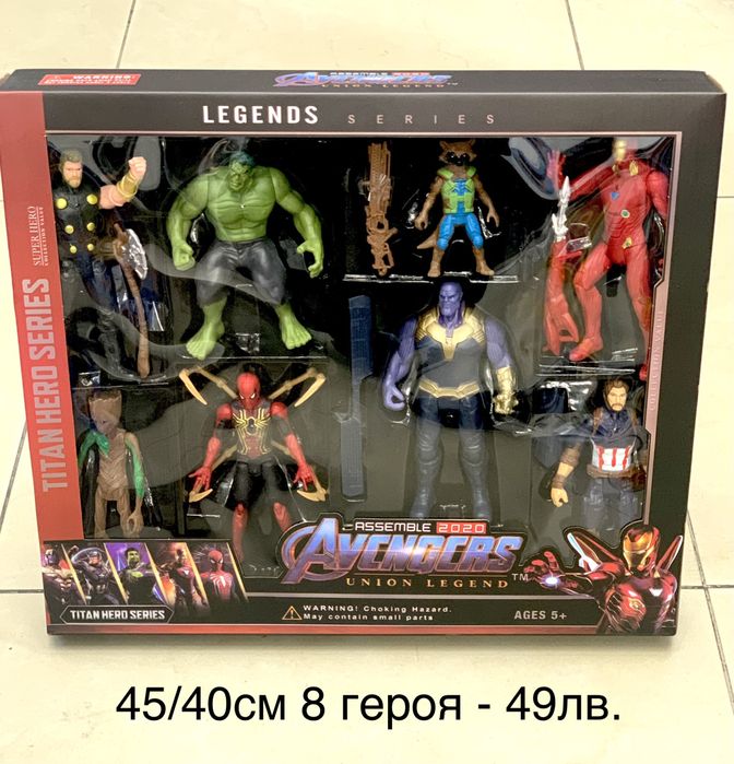 Фигури отмъстители-5бр. (Avengers) Спайдърмен,Железният човек,Хълк