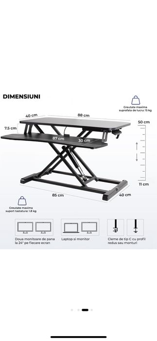 Stand Ajustabil pentru Laptop, Monitor, Tastatura, Standing Des