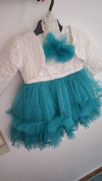 Rochiță pentru botez turcoaz 6-9 luni