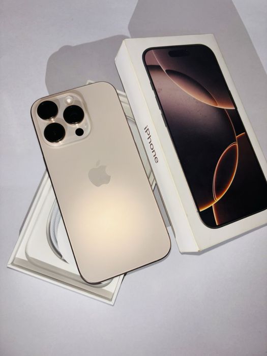 iPhone 16 Pro 128GB Desert Titanium | Чисто нов | Пълен комплект | ТЕЛЕФОНЪТ Е ЗАКЛЮЧЕН КЪМ АМЕРИКАНСКИ ОПЕРАТОР!
