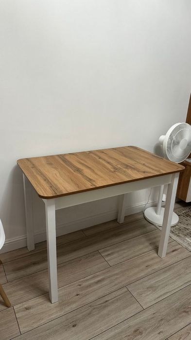 Обеденный стол для кухни, 100х60x75 см, ЛДСП, белый, коричневый