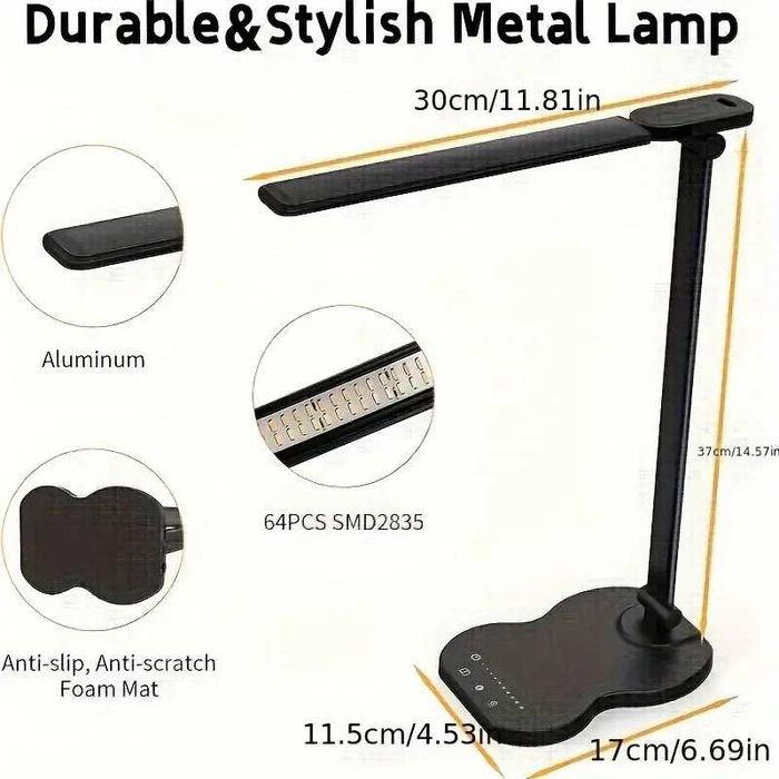 Луксозна настолна, портативна LED лампа с 5 нива на яркост и 5 нюанса