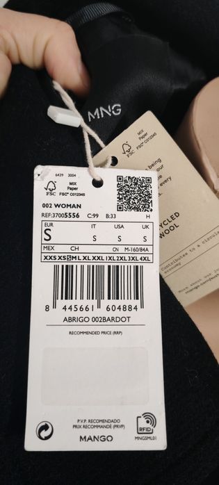 Palton Mango lână S