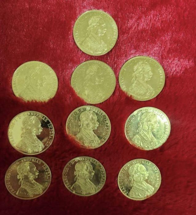 Vand galbeni placati cu aur de 24k Frank Iosif 4 ducat 1915 1/1 cu cei