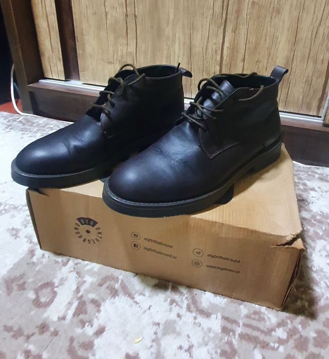 Ботинки с  мехом кожаные