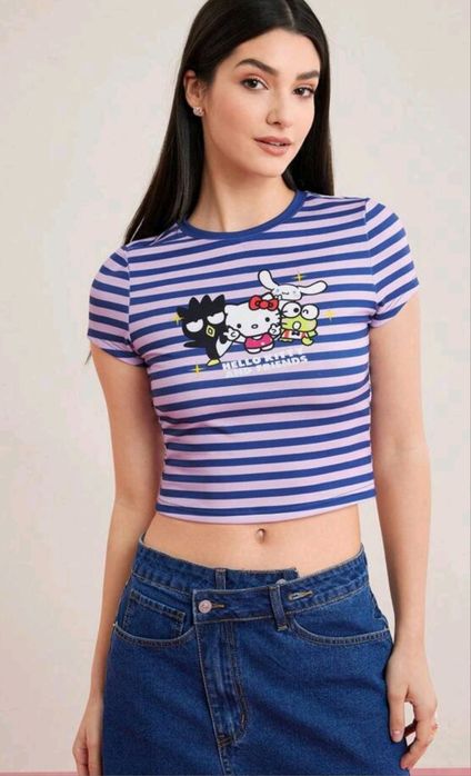 Tricou hello kitty cu dungi sanrio top nou cu eticheta