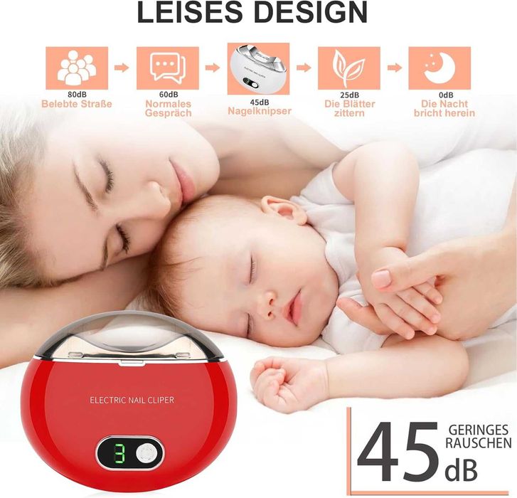 Електрическа нокторезачка за нокти, безопасна за бебе, пила за нокти