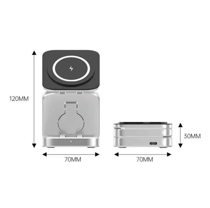 3in1 Безжична стойка за зареждане 30W за iPhone, Airpods и Apple Watch