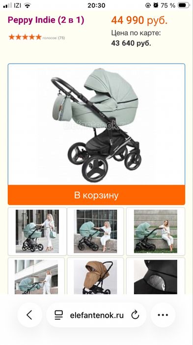 Коляска Peppy Indie 2 в 1