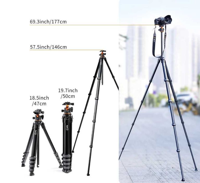 K&F Concept професионален статив (трипод) – 177 см / 15 кг