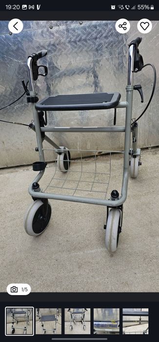 Rolator/Cadru de mers cu roți și poziție de odihnă