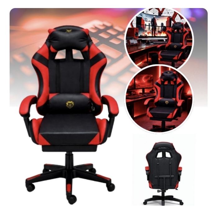 Удобен геймърски стол с поставка за крака