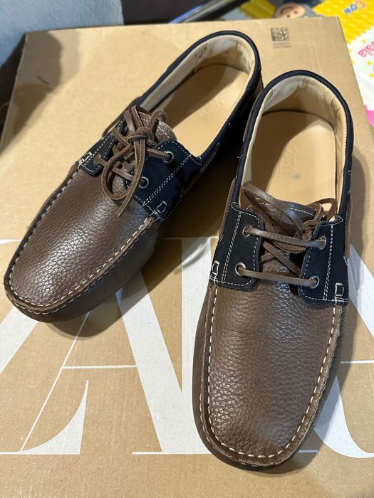 Мъжки кожени мокасини Zara Обувки Zara кафяви мокасини