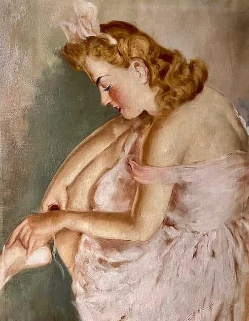 IMPECABIL! Tablou VECHI, ulei/pnza,  100x80cm(80x60cm-pictura), semnat