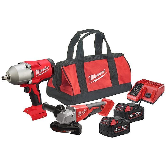 Pistol Impact + Flex Milwaukee cu 2 Baterii de 5AH si Incarcator